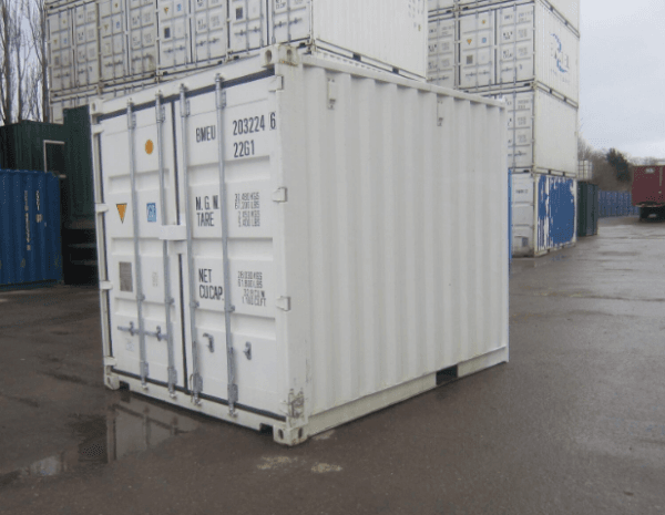 New & used 10FT SHIPPING CONTAINER (ONE TRIP) WHITE